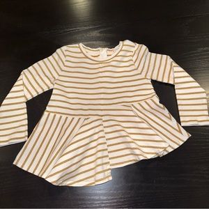 J.Crew Crewcuts Cream/Gold Stripe Peplum Tee, size 4/5
